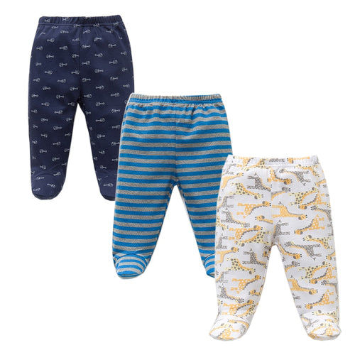 3PCS/Lot Spring Autumn Footed Baby Pants 100% Cotton